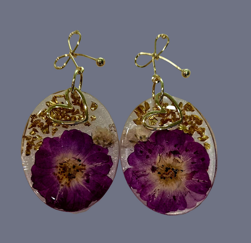 Natural dried flower resin earrings