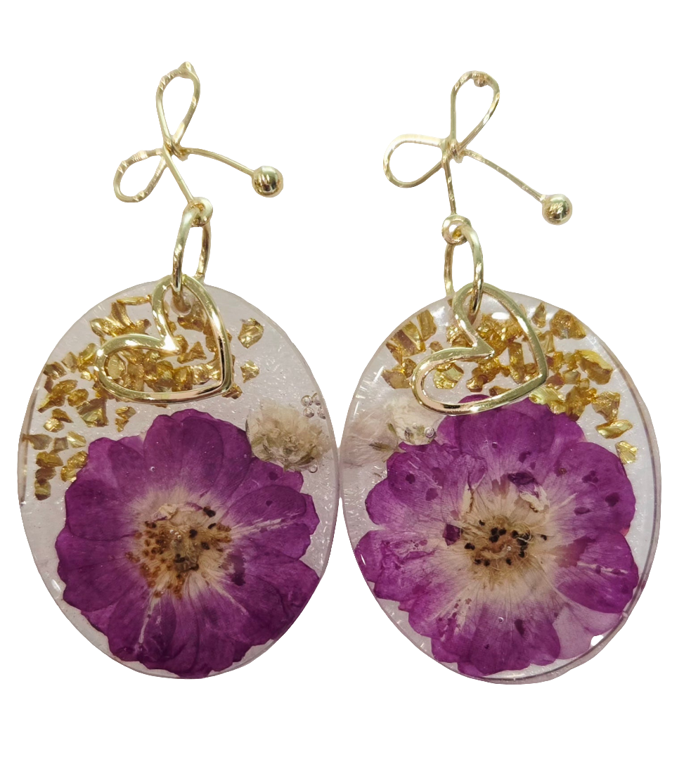 Natural dried flower resin earrings