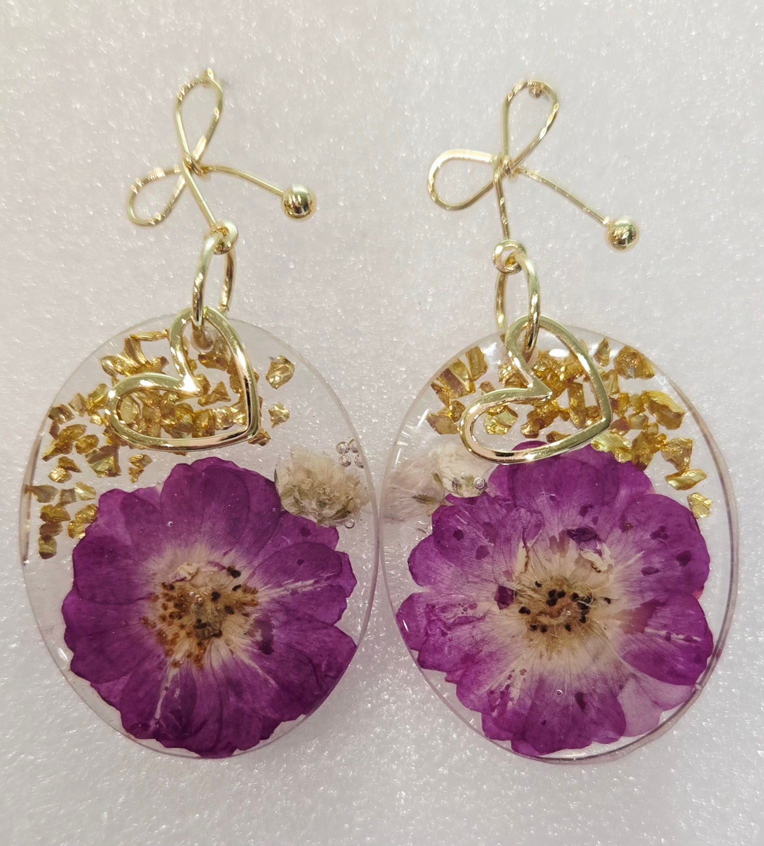Natural dried flower resin earrings